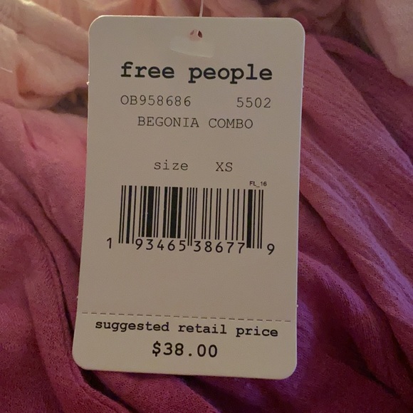 Free People Begonia Combo Pink Ombre Top xs - Picture 5 of 6